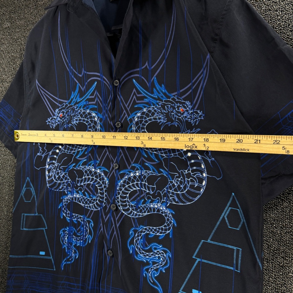 Authentic Shaolin Button Down Shirt Youth XL/18 Adult M Retro Tribal Dragon Y2K - Picture 6 of 7